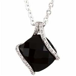 Genuine Onyx and Diamond Pendant