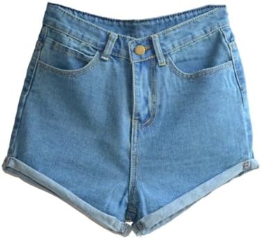 Juniors's Denim Vintage Retro High Waist Jeans Short