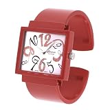 Geneva Platinum Ladies Red Cuff Watch by SilverBin