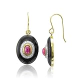 41sqdy60x3L. SL160  18k Gold Plating Silver Enamel Ruby and Diamond Drop Earrings   1.71 carat