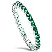 Stackable Simulated Emerald Cubic Zirconia Eternity Anniversary Band .925 Sterling Silver Ring Sizes 2-12