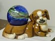 Darius the Dog Cast Iron Gazing Globe Stand with Glass Glow-In The-Dark Gazing Globe