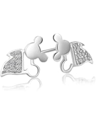 Honeystore Girls Swiss Diamond 925 Sterling Silver Stud Earrings Color White Weight 1.4 g