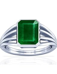 18K White Gold Emerald Cut Emerald Womens Astrological Ring