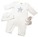 Baby Boy Little Star Playsuit, Hat and Boots in Gift Bag.SIZE NEW BORN