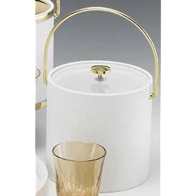 Kraftware 43464 Wicker White 3 Quart Ice Bucket with Bale Handle and Lucite Cover by Kraftware