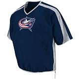 Columbus Blue Jackets Pullover Jacket: Navy/Silver Lightweight 1/2 Sleeve Tek Patch NHL Pullover Jacket