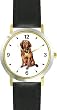 Golden Retriever Dog - WATCHBUDDY&reg; DELUXE TWO-TONE THEME WATCH - Arabic Numbers - Black Leather Strap-Women's Size-Small