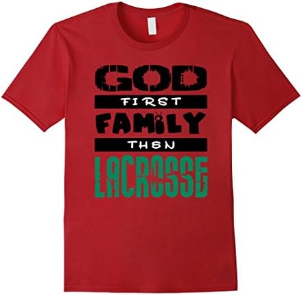 Men's God first, family then Lacrosse shirt Small Cranberry