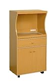 ABC Microwave Kitchen Cart with Pull Out Tray and Electrical Socket Golden Beech ABC Microwave Kitchen Cart with Pull Out Tray and Electrical Socket Golden Beech