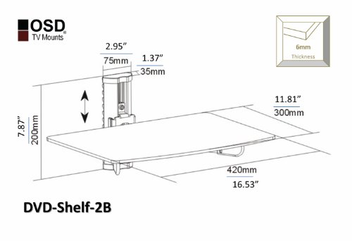 OSD Audio DVD-Shelf-2BE Single Shelf Wall Mount for DVD or Other A/V Components