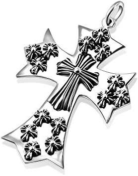925 Sterling Silver Multi Mini Cross Pendant Necklace with Fancy Chain Made in USA