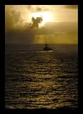 Destroyer (Ocean and Clouds) White Wood-Mounted Art Poster Print - 13" X 19"