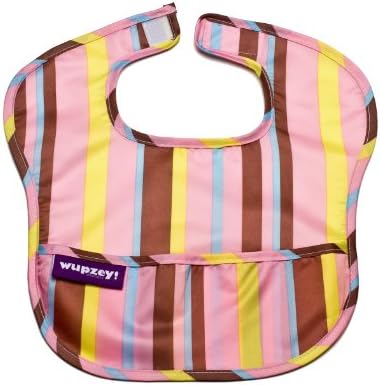 Wupzey Waterproof Food Catcher Bib, Pink Stripe, Beginner