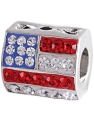 SilveRado(tm) MUS003 Bling American Flag Bead / Charm