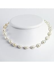 Sterling Silver 16in White Freshwater Cultured Pearl Necklace. Metal Wt- 3.04g