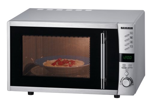 Severin MW 7817 Mikrowelle mit Grill und Heißluftfunktion, silber / 800 Watt / 21 Liter Garraum