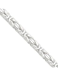 7.5mm, Sterling Silver, Square Byzantine Chain, 9 inch
