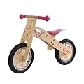 Childrens Wooden Balance Bikes With a Pretty Mushroom Design For kids Aged 2-5 in Pink.