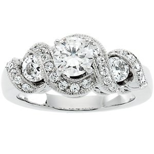 14K White Gold Diamond Semi Mount Engagement Ring