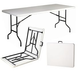 6ft Folding Trestle Table - Super Strong 300kg Load Capacity - Simple and Strong Central Locking Mechanism