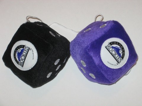 Buy COLORADO ROCKIES Team Logo Pair of FUZZY DICE by WeSellSports