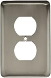 Liberty Hardware 64115 Stamped Round Single Duplex Wall Plate, Satin Nickel