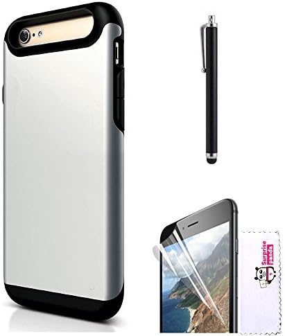 iPhone 6 Plus Case - Designer Ultra Armor Dual Layer Shock Absorbing Cases for Apple Phones - Cheap Unique Designer Cases for Men, Women, Girls &amp; Guys - Best iPhone 6 Plus Case on Amazon - Includes 2 Screen Protectors + Stylus - Silver