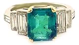 Estate 2.81ct Emerald, Diamond and Platinum Ring