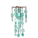 Asli Arts Collection C160 Aqua Capiz Chime with Wood Beads
