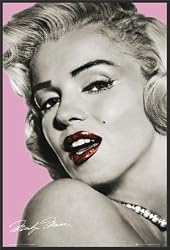 Marilyn Monroe Lips Poster Dry Mounted Wood Framed, 24x36.