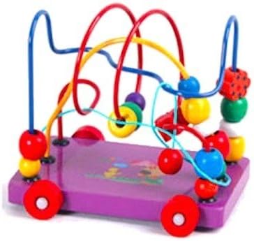 Educational Math Game Toys Cartoon Colorful Wooden Activity Cube Bead Maze Puzzle Abacus Shape Toy