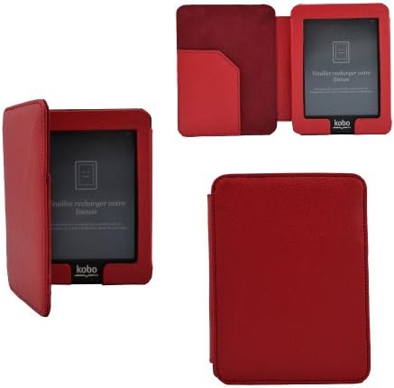 Premium Folio Magnetic Leather Case Cover for KOBO eReader Mini Edition (Red)