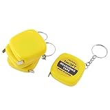 uxcell 巻き尺　測定ツール　ポータブル　キーチェン付き　3.3 X 3.3 X 1.2cm　プラスチック　スチール　4個入り