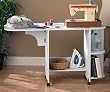 SEI Laminate Wheeled Sewing Table, White