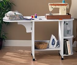 SEI Laminate Wheeled Sewing Table, White