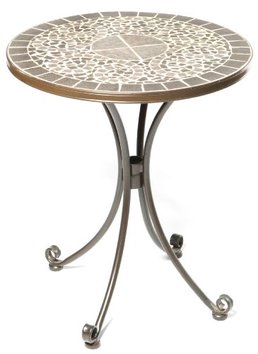 Alfresco Home 24-Inch Vulcano Bistro Table and Base Mosaic Design