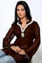 Ladies Short Kurtas / Tops / Dresses - Brown Colour - Synthetic Fabric - Emb Design