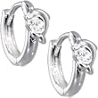 Sterling Silver Cubic Zirconia Dolphin Huggy Hoop Earrings
