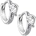 Sterling Silver Cubic Zirconia Dolphin Huggy Hoop Earrings