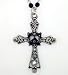 Black Hematite Mini Glass Beads & Rhinestones Heart of Faith Cross Pendant Necklace