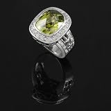 Silvertone Cushion-cut CZ Fashion Ring