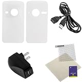 GTMax 4pcs kits: Clear/White Silicone Skin Rubber Soft Case + Extension USB Cable + USB Travel AC Charger + LCD Screen Protector for Cisco Flip Video Camera UltraHD 3rd Generation (8GB/2 hour)