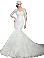 Strapless Mermaid Fitted Lace Elbow Length Sleeves  Dress