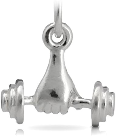 Silver Pendant Hand Dumbell 13x14.7mm