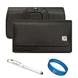 Black Noble Edition Horizontal Holster Carrying Case with Spring Belt Clip for Samsung Focus S Windows Mobile 4.3-inch Display Smartphone by AT&T+ White Laser Stylus Pen + SumacLife TM Wisdom*Courage Wristband