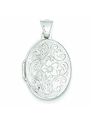 Genuine 14K White Gold Wg 21mm Oval Floral Scroll Border Locket 1 Grams Of Gold 100% Satisfaction Guaranteed.