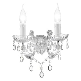 Eglo  86984A Mozart-1, Chrome/Crystal, 2-Light Wall Light Fixture