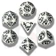 Q-Workshop Polyhedral 7-Die Set: Carved Dragon Dice Set (White / Black)