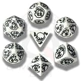 Q-Workshop Polyhedral 7-Die Set: Carved Dragon Dice Set (White / Black)